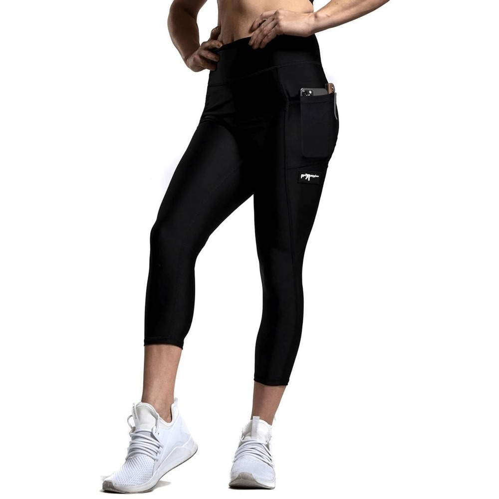 We The People Holsters Black Concealed Carry Leggings 2XL American Flag Cropped